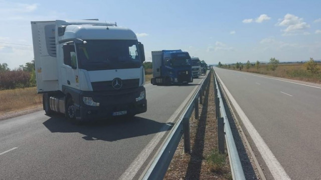 Шофьори на товарни автомобили блокираха за час и половина Дунав
