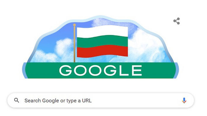 Най-голямата интернет-търсачка - Google, поздрави света с българското национално знаме,