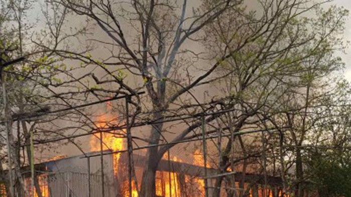 Голям пожар гори до Първа езикова гимназия във Варнa.Запалила се