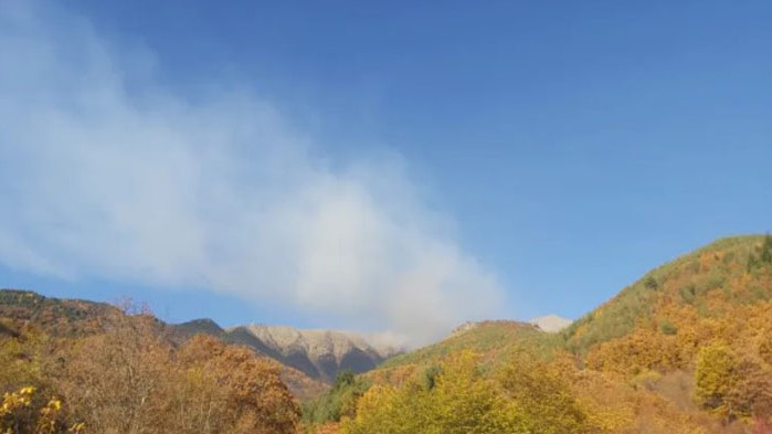 Горски пожар е възникнал над Рилския манастир. Към мястото са