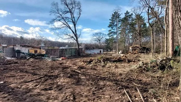 Вижда се, че се разчиства терен за бъдещи строителни дейности,