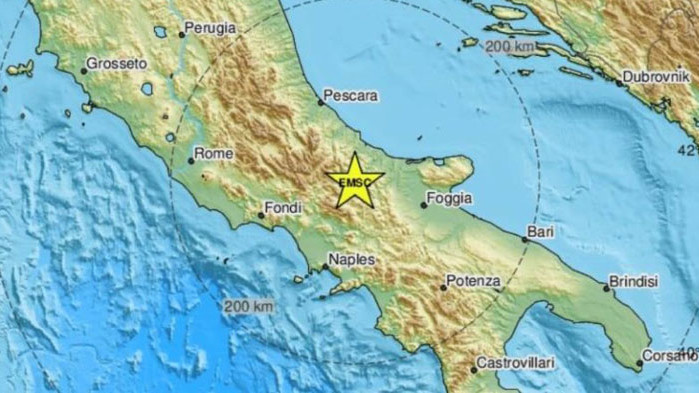 Земетресение с магнитуд 4,7 разтърси Южна Италия