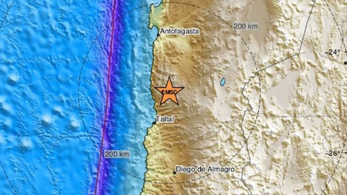 Земетресение с магнитуд 5,6 бе регистрирано днес в провинция Антофагаста