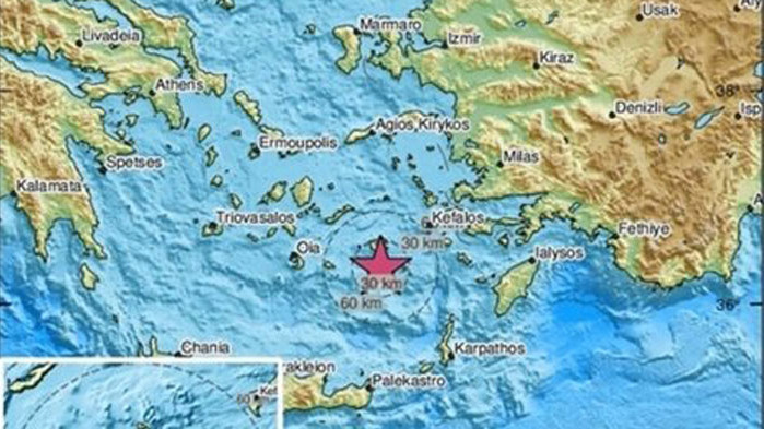 Земетресение е разлюля Додеканези в Гърция. То е усетено в Санторини