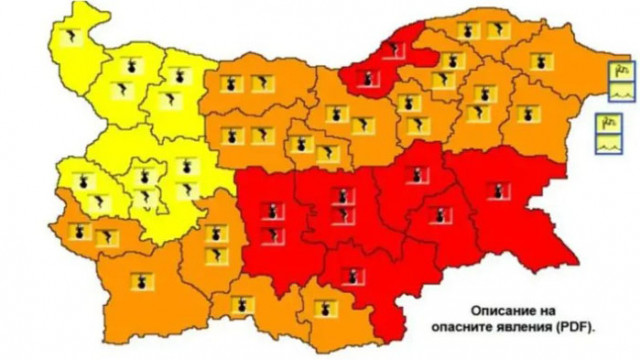Опасно горещо време в 7 области на България в сряда