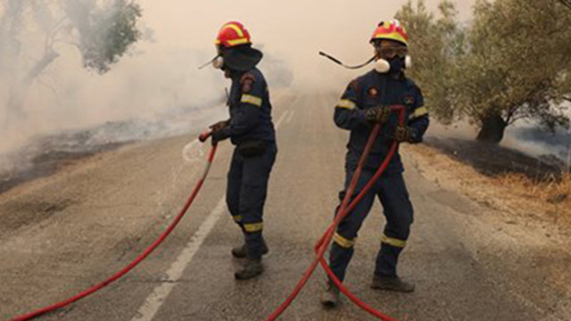 Горските пожари в района на резервата Дадия Североизточна Гърция близо