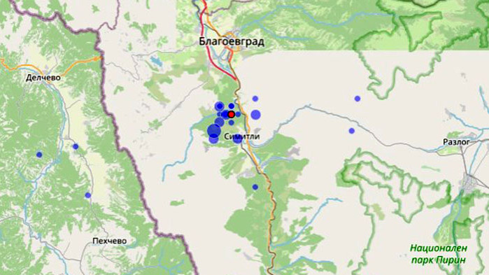 Второ по-леко земетресение е регистрирано край Симитли в 10,26 часа.