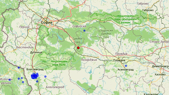 Трус от 2,7 по Рихтер е усетен край Костенец днес.