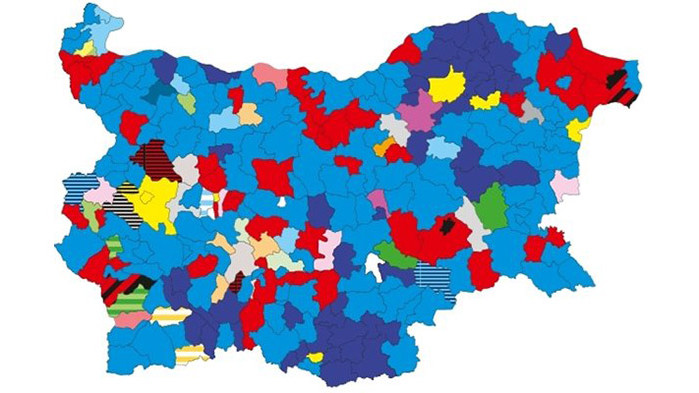 Вижте как се оцвети България след местните избори