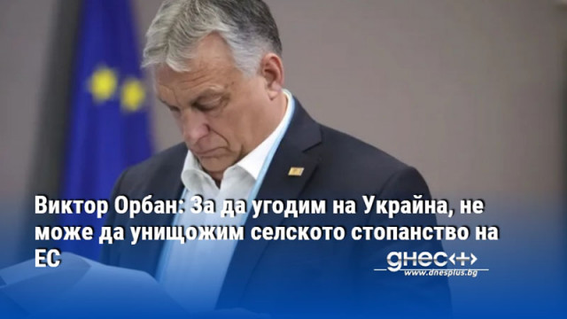 Виктор Орбан: За да угодим на Украйна, не може да унищожим селското стопанство на ЕС