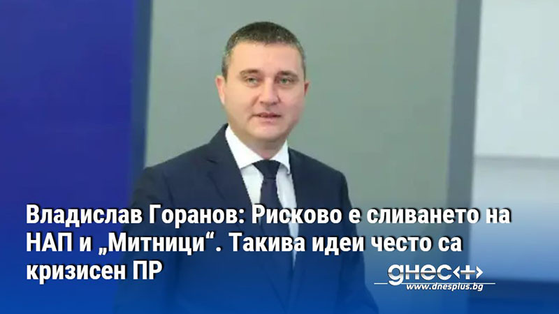 Владислав Горанов: Рисково е сливането на НАП и „Митници“. Такива идеи често са кризисен ПР