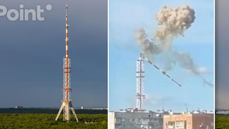 Руски удар пречупи на две телевизионната кула в Харков (ВИДЕО)