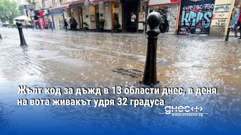 Жълт код за дъжд в 13 области днес, в деня на вота живакът удря 32 градуса