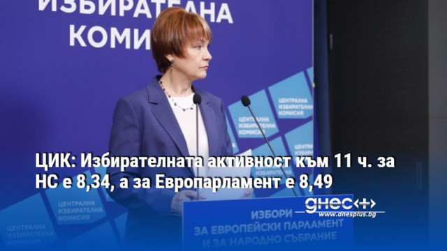 ЦИК: Избирателната активност към 11 ч. за НС е 8,34, а за Европарламент е 8,49