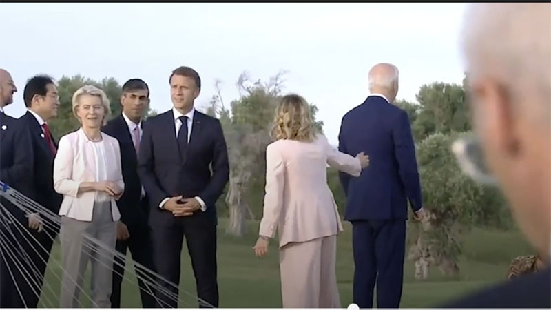 Джо Байдън се отплесна от Г-7, Джорджа Мелони го върна в групата (ВИДЕО)