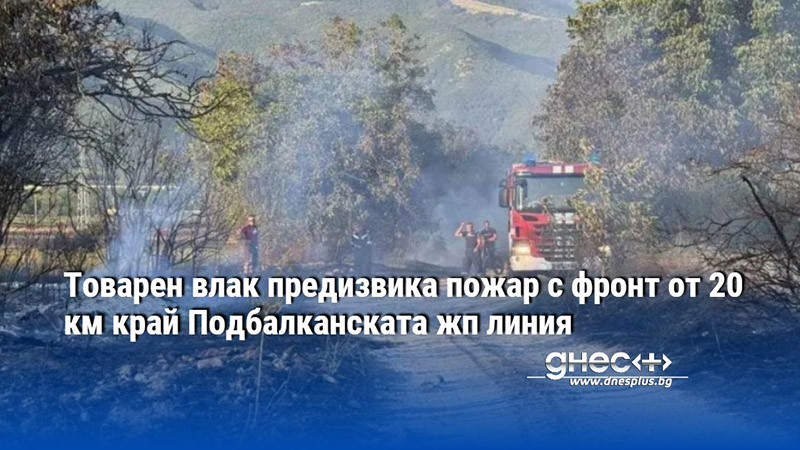 Товарен влак предизвика пожар с фронт от 20 км край Подбалканската жп линия
