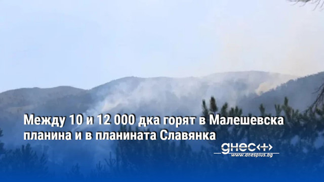 Между 10 и 12 000 дка горят в Малешевска планина и в планината Славянка