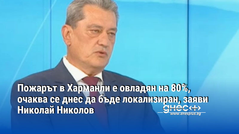 Пожарът в Харманли е овладян на 80%, очаква се днес да бъде локализиран, заяви Николай Николов