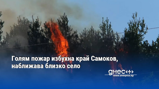 Голям пожар избухна край Самоков, наближава близко село