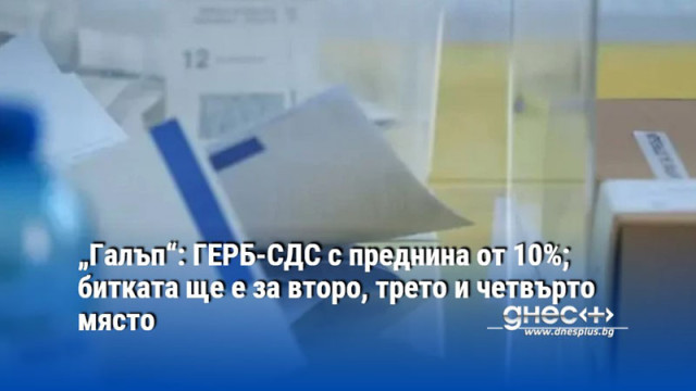 „Галъп“: ГЕРБ-СДС с преднина от 10%; битката ще е за второ, трето и четвърто място