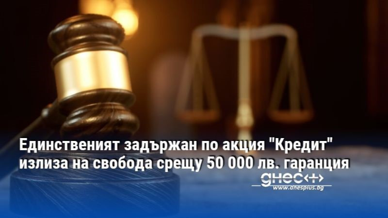 Единственият задържан по акция "Кредит" излиза на свобода срещу 50 000 лв. гаранция