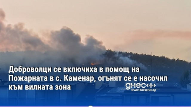 Доброволци се включиха в помощ на Пожарната в с. Каменар, огънят се е насочил към вилната зона