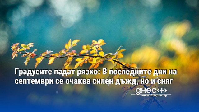 Градусите падат рязко: В последните дни на септември се очаква силен дъжд, но и сняг