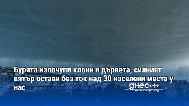 Бурята изпочупи клони и дървета, силният вятър остави без ток над 30 населени места у нас