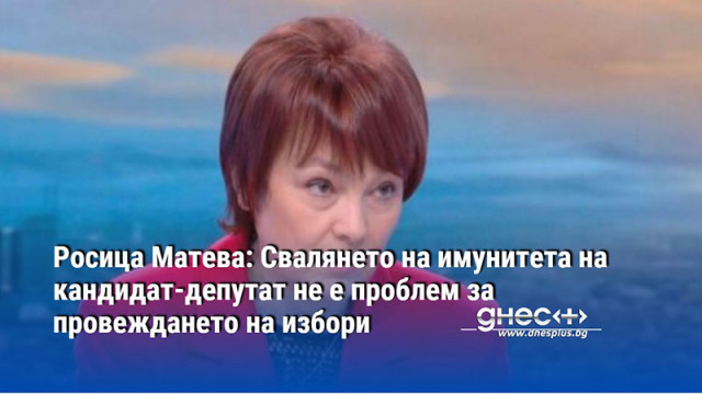 Росица Матева: Свалянето на имунитета на кандидат-депутат не е проблем за провеждането на избори