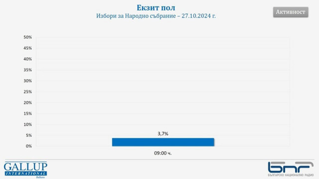 "Галъп": 3,7% активност на вота към 9 ч.