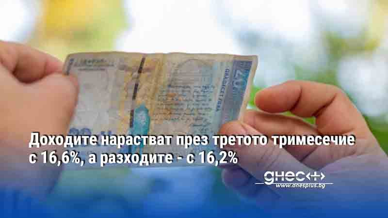 Доходите нарастват през третото тримесечие с 16,6%, а разходите - с 16,2%