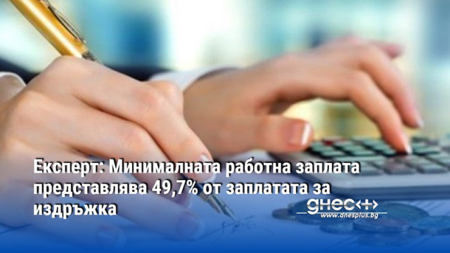 Експерт: Минималната работна заплата представлява 49,7% от заплатата за издръжка