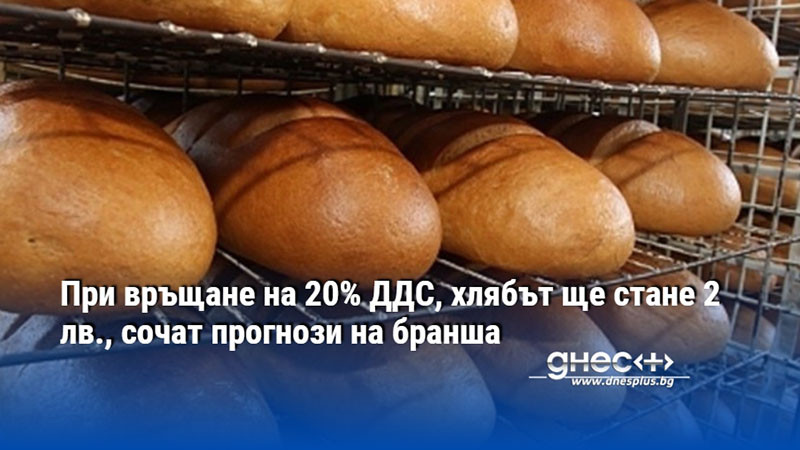 При връщане на 20% ДДС, хлябът ще стане 2 лв., сочат прогнози на бранша