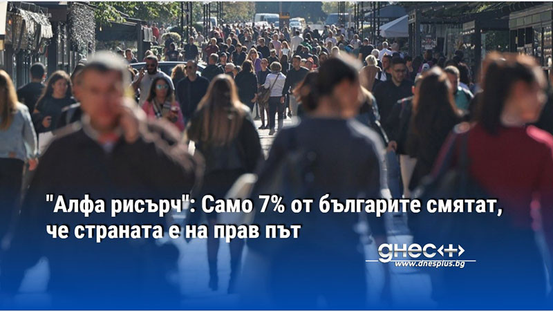 "Алфа рисърч": Само 7% от българите смятат, че страната е на прав път