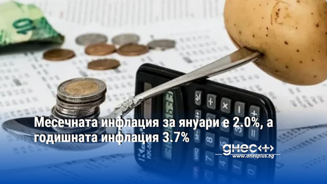 Месечната инфлация за януари е 2.0%, а годишната инфлация 3.7%