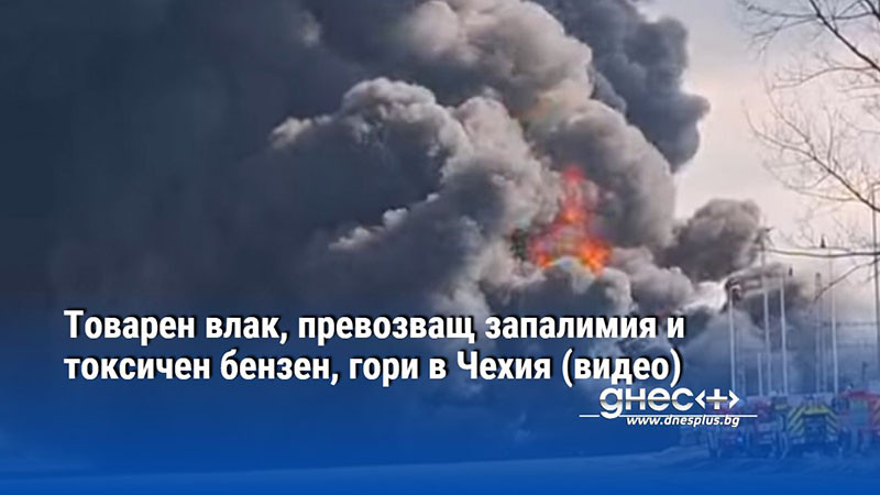 Товарен влак, превозващ запалимия и токсичен бензен, гори в Чехия (видео)