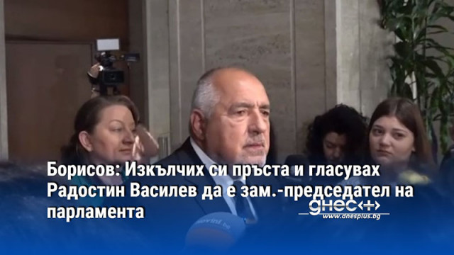 Борисов: Изкълчих си пръста и гласувах Радостин Василев да е зам.-председател на парламента