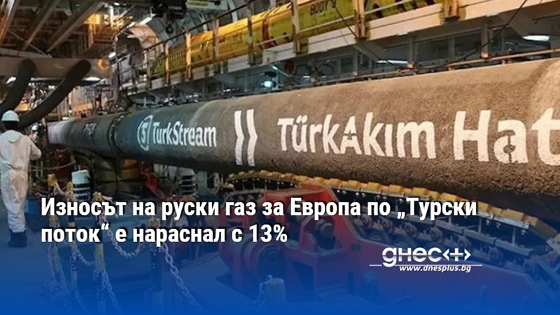 Износът на руски газ за Европа по „Турски поток“ е нараснал с 13%