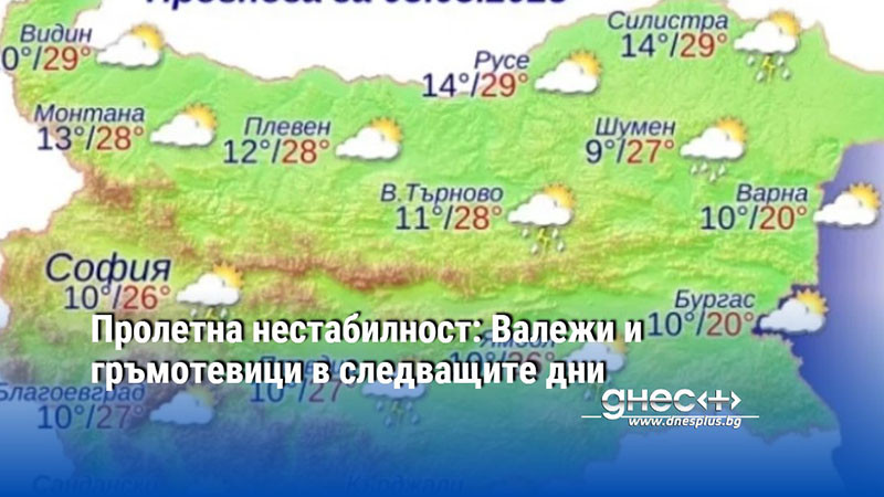 Пролетна нестабилност: Валежи и гръмотевици в следващите дни