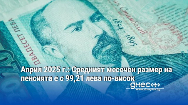 Април 2025 г.: Средният месечен размер на пенсията е с 99,21 лева по-висок