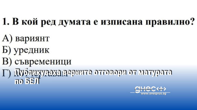 Публикуваха верните отговори от матурата по БЕЛ
