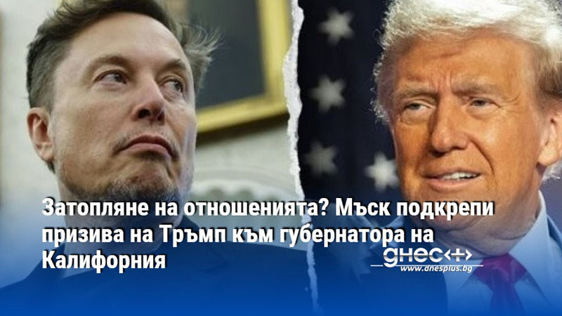 Затопляне на отношенията? Мъск подкрепи призива на Тръмп към губернатора на Калифорния