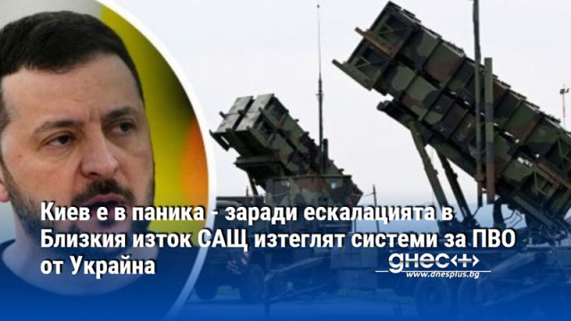 Киев е в паника - заради ескалацията в Близкия изток САЩ изтеглят системи за ПВО от Украйна