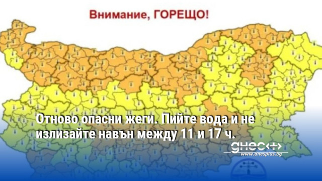 Отново опасни жеги. Пийте вода и не излизайте навън между 11 и 17 ч.
