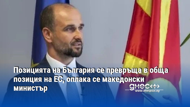 Позицията на България се превръща в обща позиция на ЕС, оплака се македонски министър