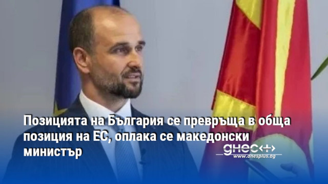 Позицията на България се превръща в обща позиция на ЕС, оплака се македонски министър