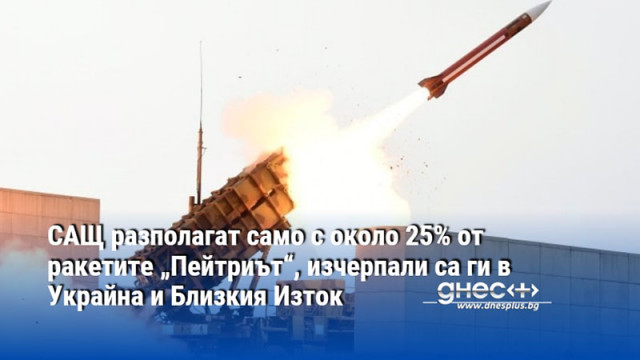 САЩ разполагат само с около 25% от ракетите „Пейтриът“, изчерпали са ги в Украйна и Близкия Изток