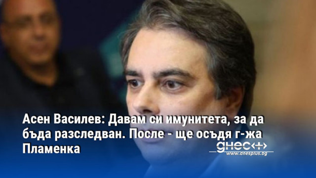 Асен Василев: Давам си имунитета, за да бъда разследван. После - ще осъдя г-жа Пламенка