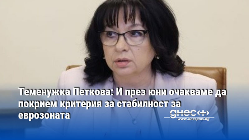 Теменужка Петкова: И през юни очакваме да покрием критерия за стабилност за еврозоната