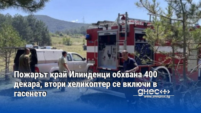Пожарът край Илинденци обхвана 400 декара, втори хеликоптер се включи в гасенето